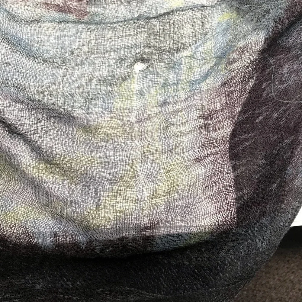 Amet & Ladour Scarf Sheer Green Black Print - Picture 8 of 8